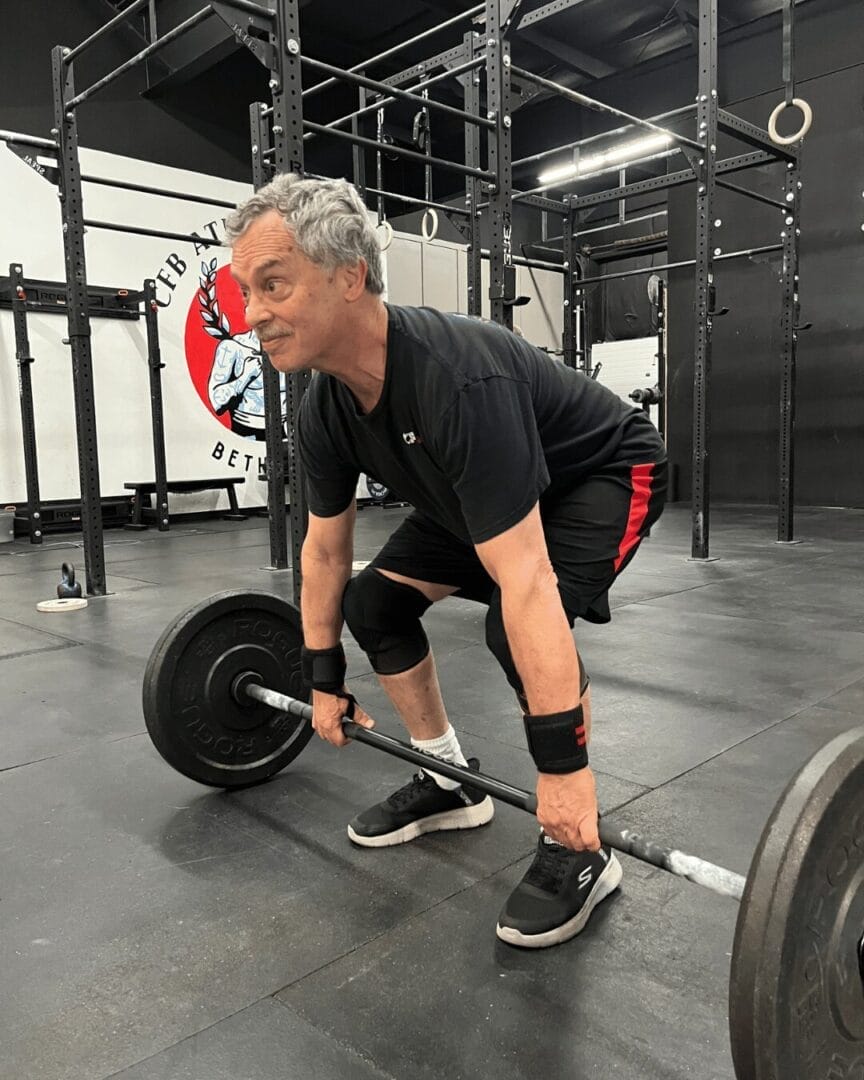 a man deadlifting