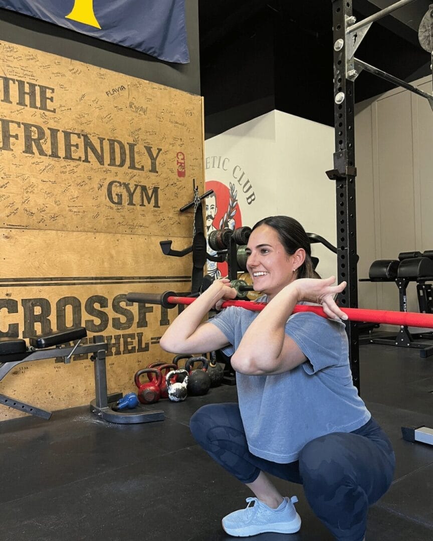 a women doing front squats