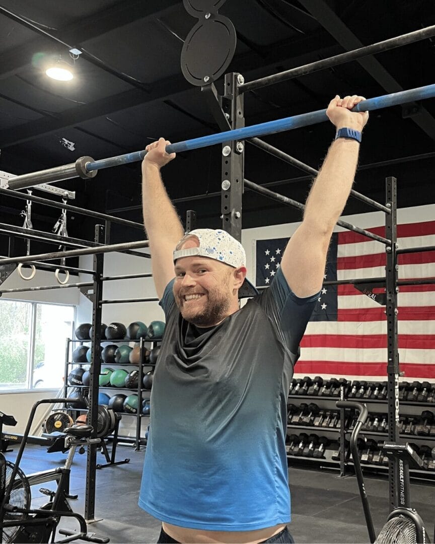a man doing a push press